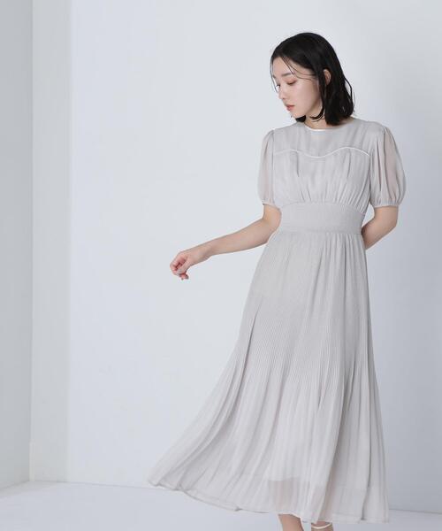 NATURAL BEAUTY BASIC(ナチュラルビューティーベーシック)の「◇ヨークライン楊柳プリーツワンピース(ワンピース・レディース・ラベンダー/ネイビー/グレー・SMALL/MEDIUM/P/S)」の2枚目の写真