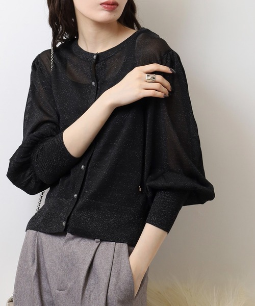 EGLANTINE(エグランティーヌ)の「EGLANTINE ラメシアーカーディガン 長袖(カーディガン/ボレロ・レディース・ブラック/ライトピンク/サックスブルー/ゴールド/シルバー・40)」の7枚目の写真