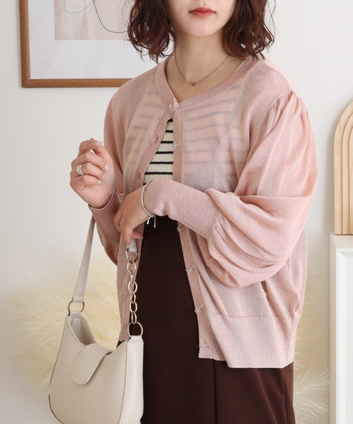 EGLANTINE(エグランティーヌ)の「EGLANTINE ラメシアーカーディガン 長袖(カーディガン/ボレロ・レディース・ブラック/ライトピンク/サックスブルー/ゴールド/シルバー・40)」の15枚目の写真