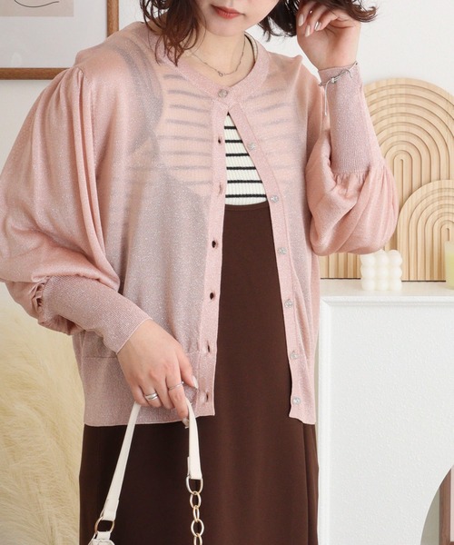 EGLANTINE(エグランティーヌ)の「EGLANTINE ラメシアーカーディガン 長袖(カーディガン/ボレロ・レディース・ブラック/ライトピンク/サックスブルー/ゴールド/シルバー・40)」の16枚目の写真