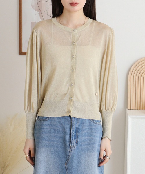 カーディガン EGLANTINE ラメシアーカーディガン 長袖 レディース セール】EGLANTINE ラメシアーカーディガン 長袖（カーディガン