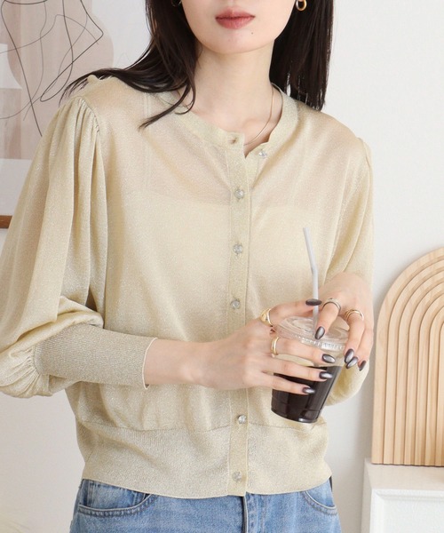 EGLANTINE(エグランティーヌ)の「EGLANTINE ラメシアーカーディガン 長袖(カーディガン/ボレロ・レディース・ブラック/ライトピンク/サックスブルー/ゴールド/シルバー・40)」の22枚目の写真