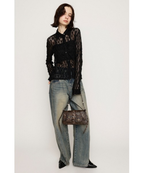 SLY（スライ）の「LACE COMPACT SH レース コンパクト シャツ（シャツ/ブラウス・レディース・オフホワイト/ブラック/ライトブルー/ブラウン・FREE）」の12枚目の写真