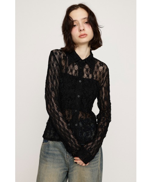 SLY（スライ）の「LACE COMPACT SH レース コンパクト シャツ（シャツ/ブラウス・レディース・オフホワイト/ブラック/ライトブルー/ブラウン・FREE）」の11枚目の写真