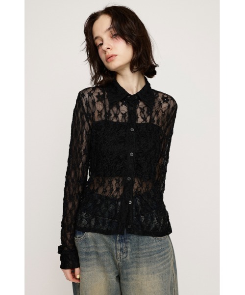 SLY（スライ）の「LACE COMPACT SH レース コンパクト シャツ（シャツ/ブラウス・レディース・オフホワイト/ブラック/ライトブルー/ブラウン・FREE）」の13枚目の写真