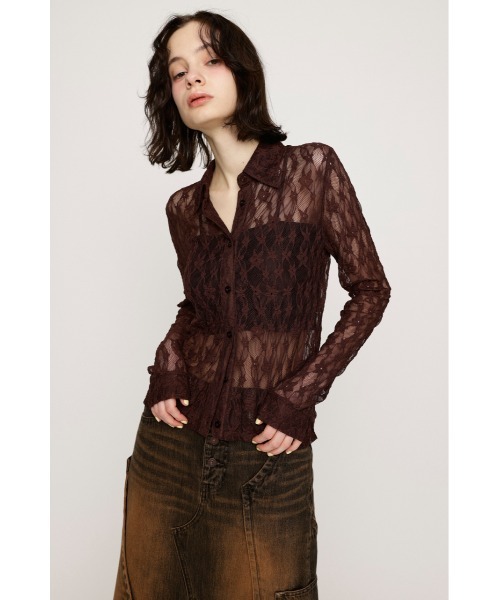 SLY（スライ）の「LACE COMPACT SH レース コンパクト シャツ（シャツ/ブラウス・レディース・オフホワイト/ブラック/ライトブルー/ブラウン・FREE）」の20枚目の写真