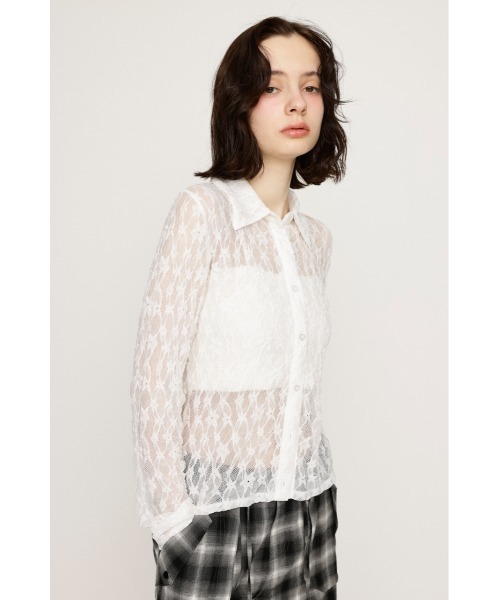 SLY（スライ）の「LACE COMPACT SH レース コンパクト シャツ（シャツ/ブラウス・レディース・オフホワイト/ブラック/ライトブルー/ブラウン・FREE）」の7枚目の写真