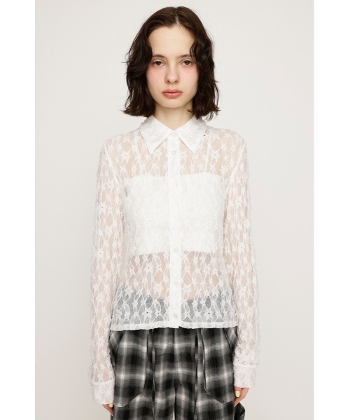 SLY（スライ）の「LACE COMPACT SH レース コンパクト シャツ（シャツ/ブラウス・レディース・オフホワイト/ブラック/ライトブルー/ブラウン・FREE）」の8枚目の写真