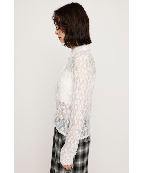 SLY（スライ）の「LACE COMPACT SH レース コンパクト シャツ（シャツ/ブラウス・レディース・オフホワイト/ブラック/ライトブルー/ブラウン・FREE）」の9枚目の写真