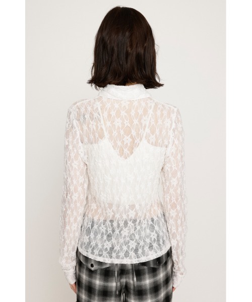 SLY（スライ）の「LACE COMPACT SH レース コンパクト シャツ（シャツ/ブラウス・レディース・オフホワイト/ブラック/ライトブルー/ブラウン・FREE）」の10枚目の写真