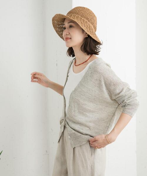 URBAN RESEARCH DOORS（アーバンリサーチドアーズ）の「リネンVネックカーディガン（カーディガン/ボレロ・レディース・ライトベージュ/チャコールグレー/ライトグレー・MEDIUM）」の19枚目の写真