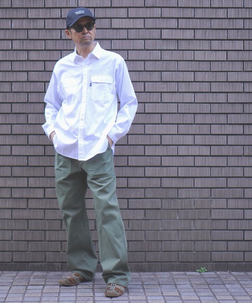 BROOKLYN OVERALL（ブルックリンオーバーオール）の「ダブルパッチポケットシャツ（シャツ/ブラウス・メンズ・ホワイト/ブルー・MEDIUM/LARGE）」の3枚目の写真