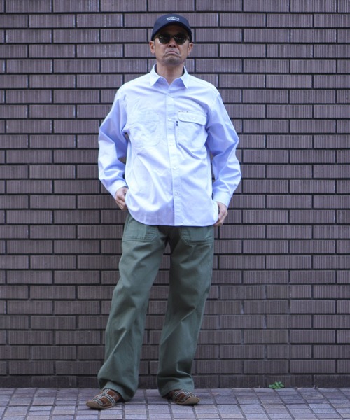 BROOKLYN OVERALL（ブルックリンオーバーオール）の「ダブルパッチポケットシャツ（シャツ/ブラウス・メンズ・ホワイト/ブルー・MEDIUM/LARGE）」の9枚目の写真