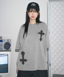 Buyer's Select/BLACKDENIMワッペンケミカル加工Tシャツ