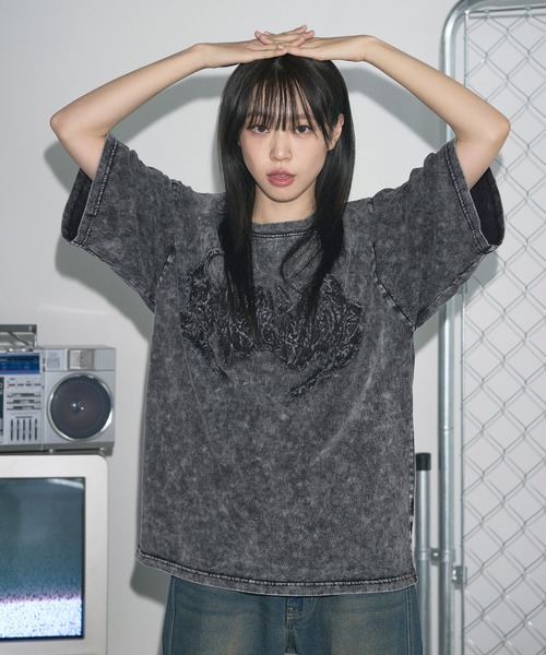 MSG（エムエスジー）の「Buyer's Select/BLACKDENIMワッペンケミカル加工Tシャツ（Tシャツ/カットソー・メンズ・ブラック系/グレー系/グレー系2/ブラック系2・M/L）」の8枚目の写真