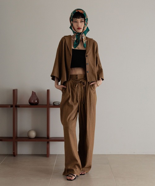 LOWRYS FARM（ローリーズファーム）の「ノルマンディショートシャツ　 248288（シャツ/ブラウス・レディース・チャコールグレー/ブラウン/アイボリー/ブルー・FREE）」の5枚目の写真