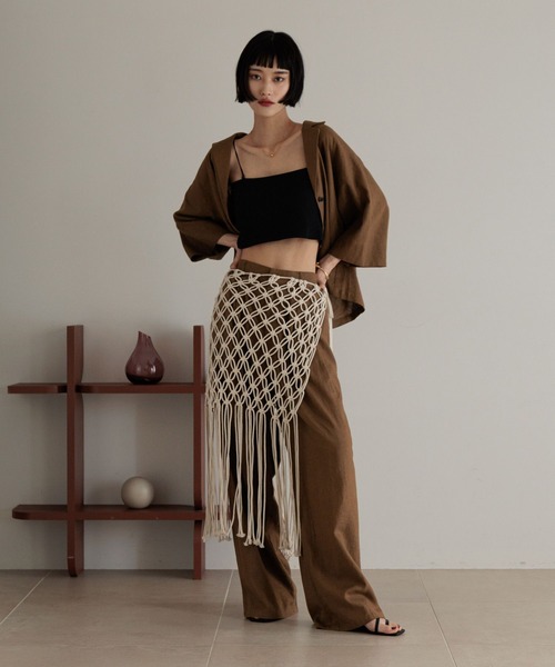 LOWRYS FARM（ローリーズファーム）の「ノルマンディショートシャツ　 248288（シャツ/ブラウス・レディース・チャコールグレー/ブラウン/アイボリー/ブルー・FREE）」の9枚目の写真