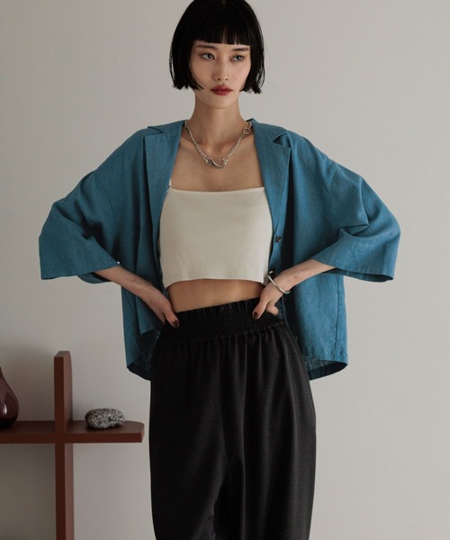 LOWRYS FARM（ローリーズファーム）の「ノルマンディショートシャツ　 248288（シャツ/ブラウス・レディース・チャコールグレー/ブラウン/アイボリー/ブルー・FREE）」の16枚目の写真