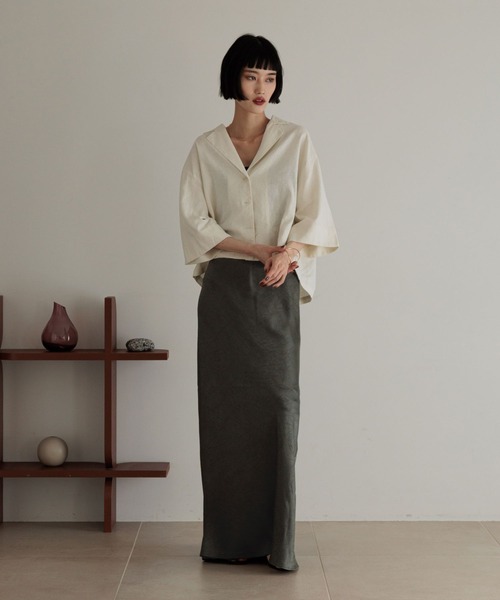 LOWRYS FARM（ローリーズファーム）の「ノルマンディショートシャツ　 248288（シャツ/ブラウス・レディース・チャコールグレー/ブラウン/アイボリー/ブルー・FREE）」の19枚目の写真