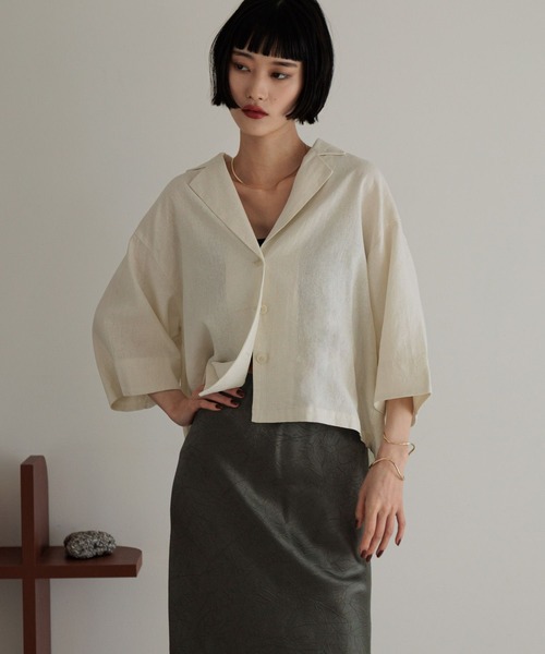 LOWRYS FARM（ローリーズファーム）の「ノルマンディショートシャツ　 248288（シャツ/ブラウス・レディース・チャコールグレー/ブラウン/アイボリー/ブルー・FREE）」の22枚目の写真