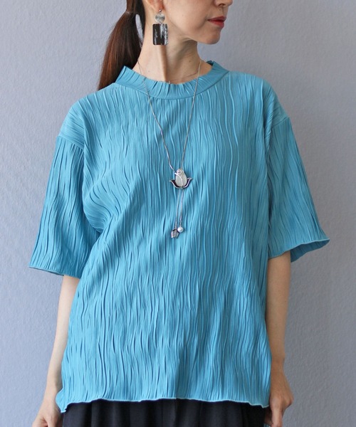 Vieo(ヴィオ)の「Tシャツ+上品 大人の正解トップス(Tシャツ/カットソー・レディース・ブラック/ホワイト/オレンジ/ブルー/ベージュ系その他/カーキ/ターコイズブルー/ピンク・FREE)」の5枚目の写真