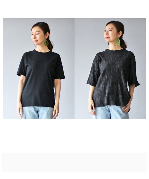 Vieo(ヴィオ)の「Tシャツ+上品 大人の正解トップス(Tシャツ/カットソー・レディース・ブラック/ホワイト/オレンジ/ブルー/ベージュ系その他/カーキ/ターコイズブルー/ピンク・FREE)」の11枚目の写真