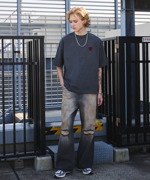 ANEDIST(アンディスト)の「ハートロゴ刺繍ピグメント加工Tシャツ(Tシャツ/カットソー・メンズ・ブラック・L/M)」の22枚目の写真