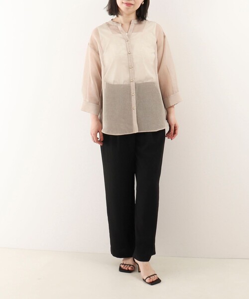 MICO COULIER(ミコクリエ)の「シアーリネンライクシャツ(シャツ/ブラウス・レディース・ライトブルー/カーキ/チャコールグレー/ベージュ・38)」の8枚目の写真