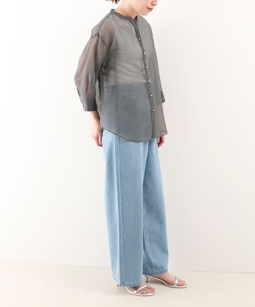 MICO COULIER(ミコクリエ)の「シアーリネンライクシャツ(シャツ/ブラウス・レディース・ライトブルー/カーキ/チャコールグレー/ベージュ・38)」の15枚目の写真