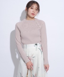 【新品未使用タグ付】JUSGLITTY ブローチ付配色アンサンブル JUSGLITTY ❤︎ブローチ付配色アンサンブル