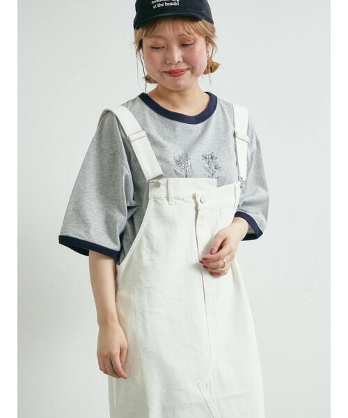 SM2(エスエムツー)の「オーバーサイズリンガーTシャツ(Tシャツ/カットソー・レディース・クリーム/ベージュ/レッド/グレー・F)」の2枚目の写真