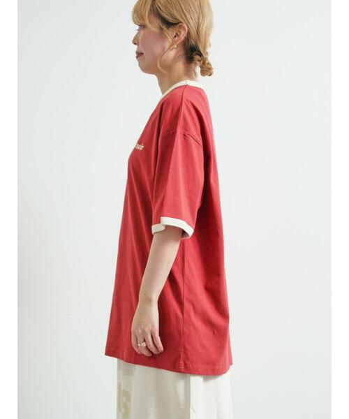 SM2(エスエムツー)の「オーバーサイズリンガーTシャツ(Tシャツ/カットソー・レディース・クリーム/ベージュ/レッド/グレー・F)」の7枚目の写真