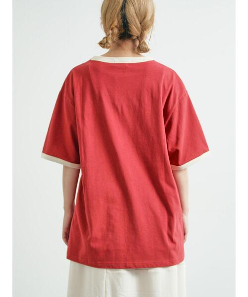 SM2(エスエムツー)の「オーバーサイズリンガーTシャツ(Tシャツ/カットソー・レディース・クリーム/ベージュ/レッド/グレー・F)」の8枚目の写真