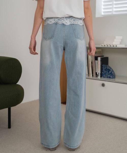 Nu(ニュー)の「【Nu】レースデニム(デニムパンツ・レディース・サックスブルー・S/M)」の5枚目の写真