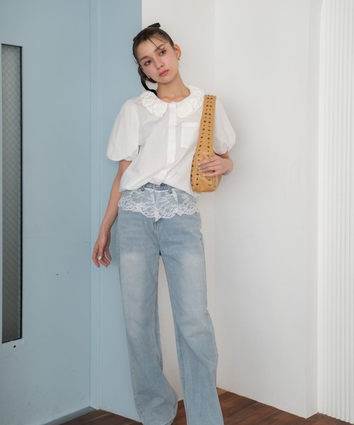 Nu(ニュー)の「【Nu】レースデニム(デニムパンツ・レディース・サックスブルー・S/M)」の12枚目の写真