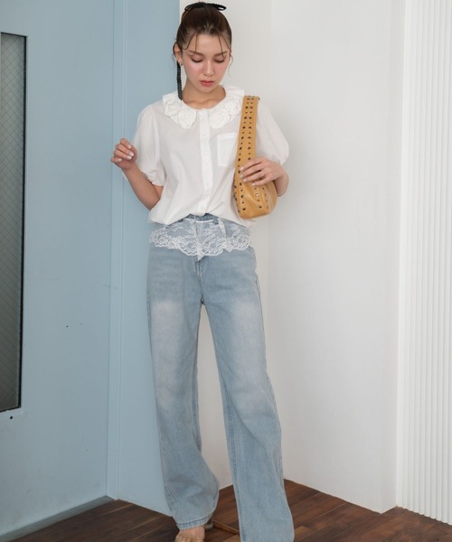 Nu(ニュー)の「【Nu】レースデニム(デニムパンツ・レディース・サックスブルー・S/M)」の13枚目の写真