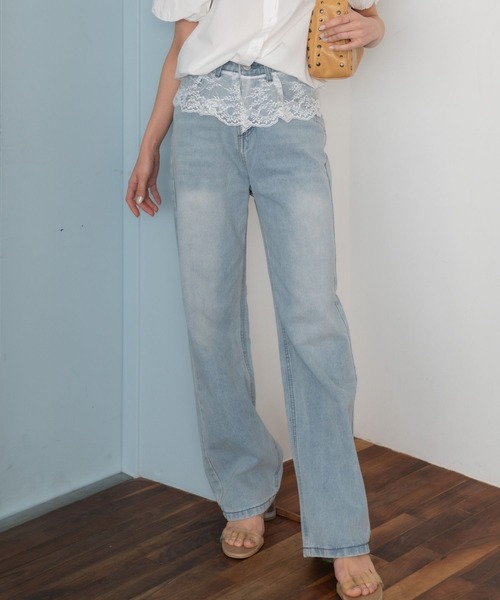 Nu(ニュー)の「【Nu】レースデニム(デニムパンツ・レディース・サックスブルー・S/M)」の14枚目の写真