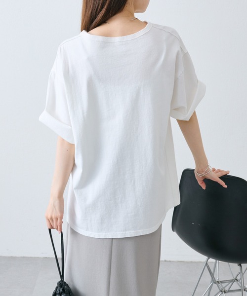 PUAL CE CIN(ピュアルセシン)の「タックロゴ刺繍Tシャツ(Tシャツ/カットソー・レディース・チャコールグレー/オフホワイト/ピンク/ブルー・FREE)」の10枚目の写真