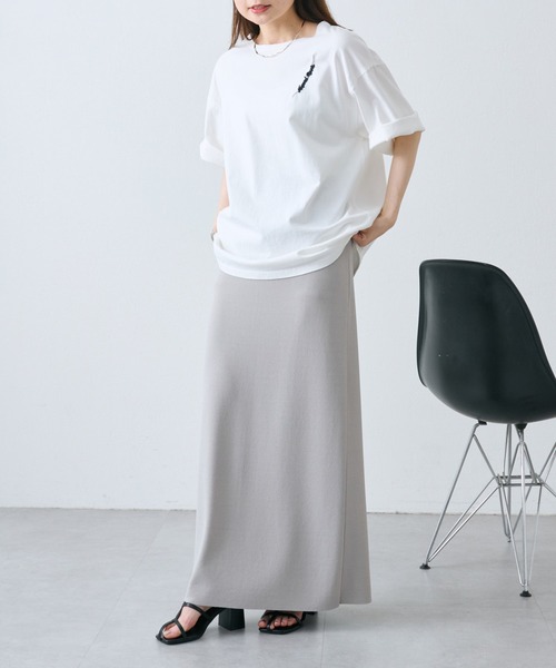 PUAL CE CIN(ピュアルセシン)の「タックロゴ刺繍Tシャツ(Tシャツ/カットソー・レディース・チャコールグレー/オフホワイト/ピンク/ブルー・FREE)」の9枚目の写真