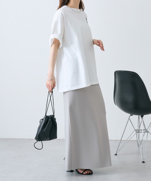 PUAL CE CIN(ピュアルセシン)の「タックロゴ刺繍Tシャツ(Tシャツ/カットソー・レディース・チャコールグレー/オフホワイト/ピンク/ブルー・FREE)」の8枚目の写真