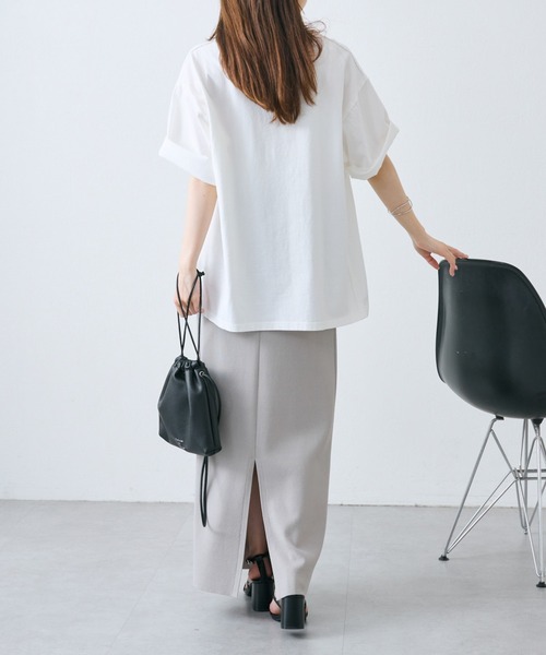 PUAL CE CIN(ピュアルセシン)の「タックロゴ刺繍Tシャツ(Tシャツ/カットソー・レディース・チャコールグレー/オフホワイト/ピンク/ブルー・FREE)」の7枚目の写真