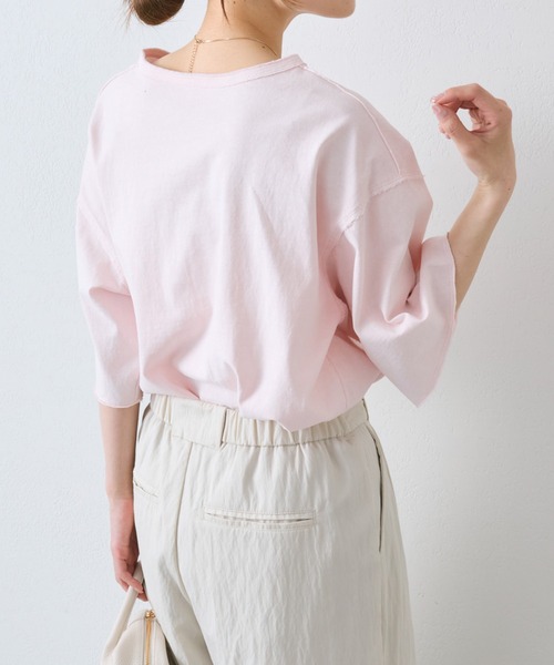 PUAL CE CIN(ピュアルセシン)の「タックロゴ刺繍Tシャツ(Tシャツ/カットソー・レディース・チャコールグレー/オフホワイト/ピンク/ブルー・FREE)」の5枚目の写真