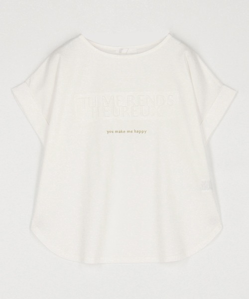 NICOLE white（ニコルホワイト）の「エンボス刺繍Tシャツ（Tシャツ/カットソー・レディース・チャコール/レッド/オフホワイト・FREE）」の11枚目の写真