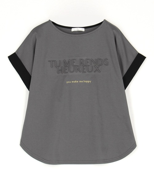 NICOLE white（ニコルホワイト）の「エンボス刺繍Tシャツ（Tシャツ/カットソー・レディース・チャコール/レッド/オフホワイト・FREE）」の12枚目の写真