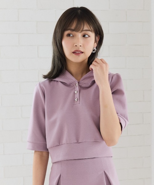 REDYAZEL（レディアゼル）の「ハートボタンショートフーディー（パーカー・レディース・ラベンダー/オフホワイト/ブラック/グレー・FREE）」の21枚目の写真