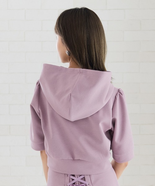 REDYAZEL（レディアゼル）の「ハートボタンショートフーディー（パーカー・レディース・ラベンダー/オフホワイト/ブラック/グレー・FREE）」の22枚目の写真