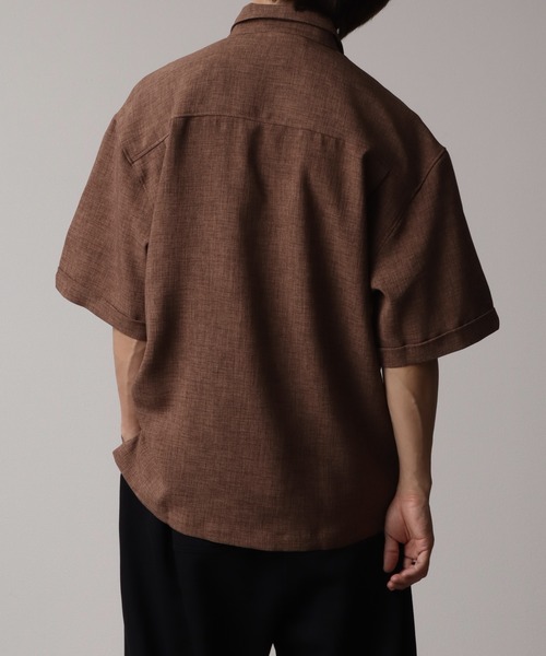ハンドステッチバーティカルライン半袖オーバーサイズシャツ