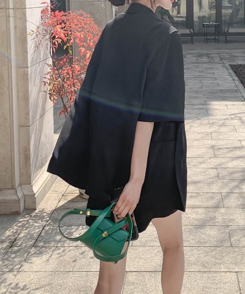 Teem Store（チームストア）の「【2点セット】テーラードジャケット ハーフパンツ セットアップ 上下セット 通勤 新生活（テーラードジャケット・レディース・ピンク/ブラック/アイボリー・F）」の11枚目の写真