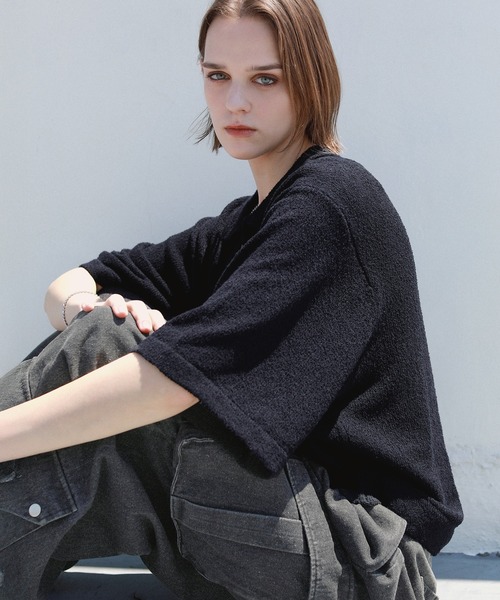 ROCHEM（ローシェン）の「ショート丈ブークレスキッパーニットポロ（ニット/セーター・メンズ・グレー/ブルー/ブラック・XS/S/M/L）」の13枚目の写真