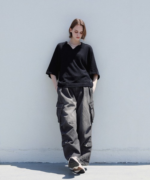 ROCHEM（ローシェン）の「ショート丈ブークレスキッパーニットポロ（ニット/セーター・メンズ・グレー/ブルー/ブラック・XS/S/M/L）」の16枚目の写真